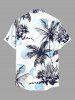 Plus Size Coconut Tree Plant Leaf Print Hawaii Button Pocket Shirt For Men -  