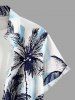 Plus Size Coconut Tree Plant Leaf Print Hawaii Button Pocket Shirt For Men -  