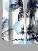 Plus Size Coconut Tree Plant Leaf Print Hawaii Button Pocket Shirt For Men -  