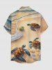 Chemise à poches boutonnées grande taille pour homme, imprimée tortues marines, créatures hawaïennes. - café lumière XL