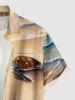 Chemise à poches boutonnées grande taille pour homme, imprimée tortues marines, créatures hawaïennes. - café lumière XL