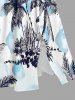 Robe midi trapèze grande taille à imprimé feuilles de cocotier, style hawaïen, avec poches fendues - Blanc 1X