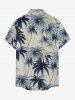 Chemise hawaïenne grande taille à imprimé cocotiers, boutons et poches pour homme - Beige S