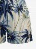 Plus Size Coconut Tree Print Cinched Hawaii Romper -  