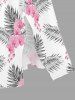 Plus Size Flower Leaf Print Split Hawaii Midi Dress -  