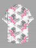 Chemise hawaïenne grande taille à imprimé floral et feuilles, boutons et poches pour homme - Rose Vif S