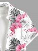 Chemise hawaïenne grande taille à imprimé floral et feuilles, boutons et poches pour homme - Rose Vif S