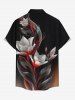 Plus Size Ombre Flower Leaf Print Hawaii Button Pocket Shirt For Men -  