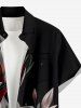 Plus Size Ombre Flower Leaf Print Hawaii Button Pocket Shirt For Men -  