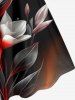 Plus Size Ombre Flower Leaf Print Hawaii A Line Dress -  
