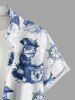 Plus Size Cat Pirate Ship Rudder Cruise Print Buttons Pocket Hawaii Shirt For Men -  