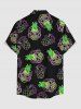 Chemise hawaïenne grande taille pour homme, imprimée jus d'ananas, boutons et poche. - Noir M