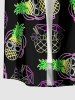 Plus Size Pinieapple Fruit Juice Print Buttons Pocket Hawaii Shirt For Men -  