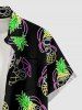 Chemise hawaïenne grande taille pour homme, imprimée jus d'ananas, boutons et poche. - Noir 6XL