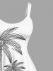 Plus Size Coconut Tree Print Hawaii Tank Dress -  