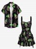 Pinieapple Fruit Juice Print Lace Up Hawaii Tank Dress -  