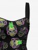 Pinieapple Fruit Juice Print Lace Up Hawaii Tank Dress -  