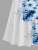 Plus Size Tropical Leaf Hibiscus Flowers Print Cold Shoulder Crisscross Hawaii Maxi Dress -  