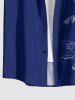 Chemise hawaïenne grande taille pour homme, imprimée de cocotiers et de paysages marins, avec boutons et poche. - Bleu 6XL