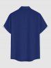 Chemise hawaïenne grande taille pour homme, imprimée de cocotiers et de paysages marins, avec boutons et poche. - Bleu 6XL