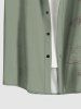 Plus Size Coconut Tree Seascape Print Buttons Pocket Hawaii Shirt For Men -  
