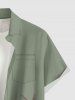 Plus Size Coconut Tree Seascape Print Buttons Pocket Hawaii Shirt For Men -  