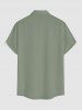 Plus Size Coconut Tree Seascape Print Buttons Pocket Hawaii Shirt For Men -  