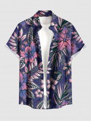 Chemise hawaïenne grande taille pour homme, à imprimé tropical floral et feuilles, boutons et poche. - Concorde S