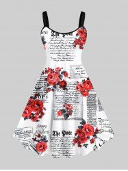 Robe débardeur trapèze grande taille à imprimé floral et lettres de journal pour la Saint-Valentin - Blanc 2X