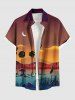 African Printed Matching Couple Outfit Coconut Tree Bird Moon Hawaiian Set -  