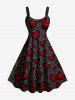 Valentine's Day Heart Rose Flowers Print Plus Size Matching Outfit For Couples -  