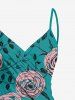 Paréo de plage convertible grande taille à imprimé rose et feuilles, style hawaïen - Turquoise Foncée M