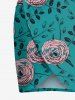 Paréo de plage convertible grande taille à imprimé rose et feuilles, style hawaïen - Turquoise Foncée 4X