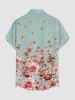 Chemise hawaïenne grande taille à imprimé floral et feuilles, boutons et poche pour homme - Turquoise S