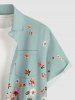 Plus Size Flowers Leaf Print Buttons Pocket Hawaii Shirt For Men -  