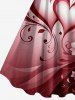 Plus Size Flower Heart Print Valentines Ombre A Line Dress -  