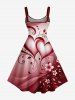Robe trapèze grande taille à imprimé floral et cœur, dégradé Saint-Valentin - Rouge Cerise L