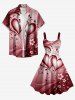 Plus Size Flower Heart Print Valentines Ombre A Line Dress -  