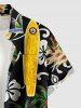 Plus Size Coconut Tree Flower Ethnic Pattern Print Hawaii Button Pocket Shirt For Men -  