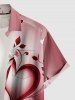 Chemise grande taille à imprimé floral et cœur, style ombré, avec poche boutonnée, pour homme - Rouge Cerise 6XL