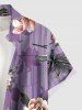 Chemise hawaïenne à rayures et imprimé floral grande taille pour homme - Pourpre  3XL