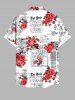 Chemise grande taille pour homme, imprimée de fleurs et de lettres de journal, avec poche boutonnée, idéale pour la Saint-Valentin. - Blanc XL