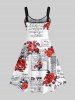 Robe débardeur trapèze grande taille à imprimé floral et lettres de journal pour la Saint-Valentin - Blanc 2X