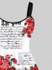 Robe débardeur trapèze grande taille à imprimé floral et lettres de journal pour la Saint-Valentin - Blanc 2X