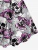 Plus Size Skulls Flowers Print Hawaii Tank Dress -  