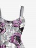 Robe débardeur hawaïenne grande taille à imprimé têtes de mort et fleurs - Gris Foncé 2X