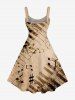 Robe débardeur hawaïenne grande taille à imprimé notes de piano et cocotier - Bronze L