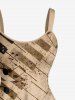 Robe débardeur hawaïenne grande taille à imprimé notes de piano et cocotier - Bronze L