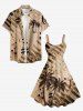 Robe débardeur hawaïenne grande taille à imprimé notes de piano et cocotier - Bronze L