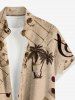 Plus Size Piano Music Notes Coconut Tree Print Buttons Pocket Hawaii Shirt For Men -  